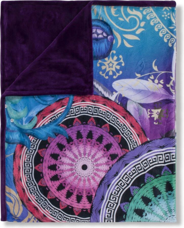 Hip Plaid Axelle Zacht knuffeldeken 130x160 cm omkeerbaar mandala paars violet