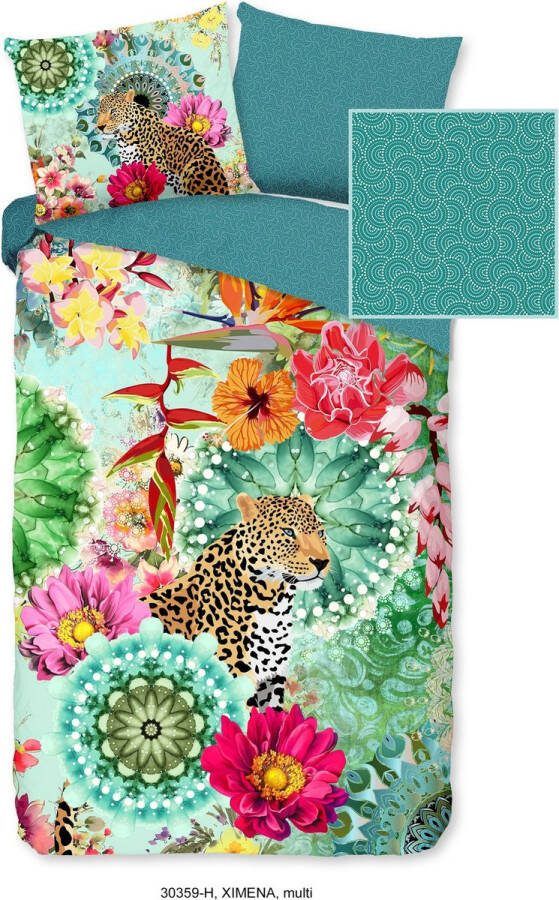 Hip Tweezijdig te gebruiken overtrekset Ximena Mako-satijn 135x200 Rits Omkeerbaar Mandala Kleurrijk Turquoise