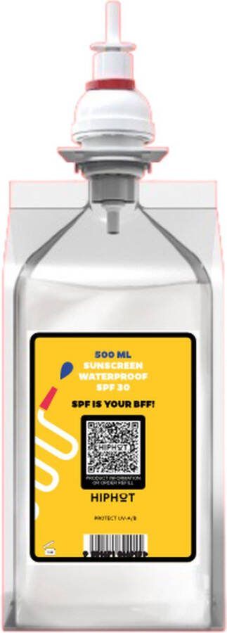 HIPHOT Zonnebrandcrème 1 2 liter – 500ML – factor 30 waterbestendig – voor dispenser – navulling – 1250 doses
