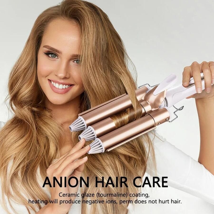 HiPP Wafeltang Wave Krultang Golvenkrultang Curling iron 22mm Goud Inclusief Warmtemat & 2 Haarclips – Nieuw Model