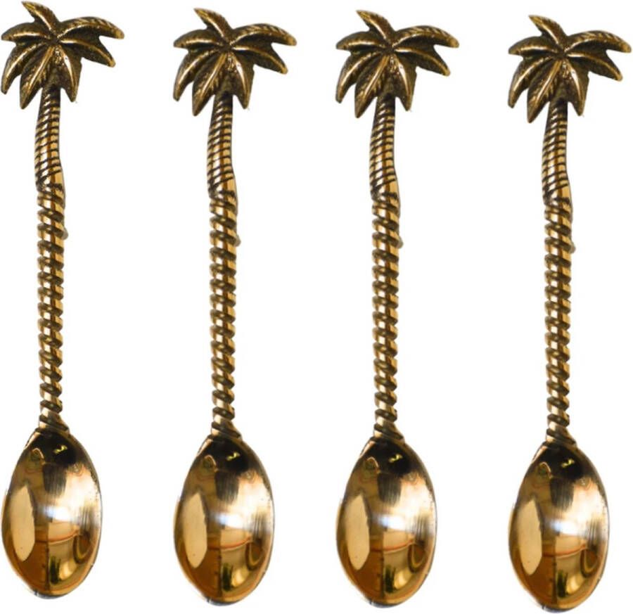Hippie Monkey Gouden palmboom lepel Set van 4 Palm Tree spoon Koffielepel theelepel Hand made in Bali Goud