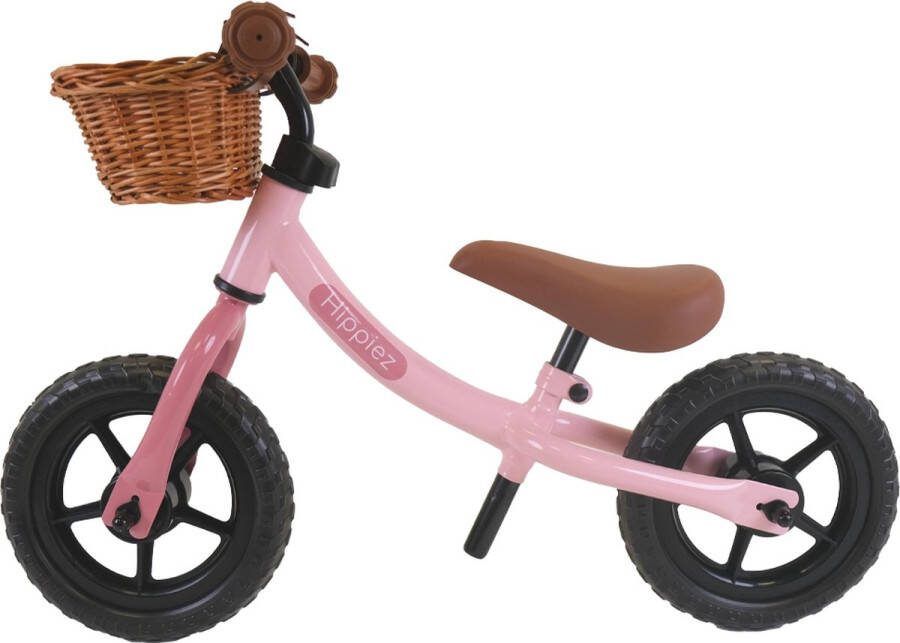 HIPPIEZ loopfiets Worker Old Pink met mandje 2 jaar meisjes metaal roze