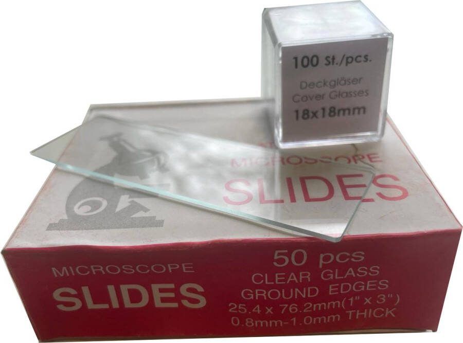 HippoSupport Mestonderzoek Set Microscoop Objectglaasjes 26x76mm (50x) en dekglaasjes 18x18mm (100x)