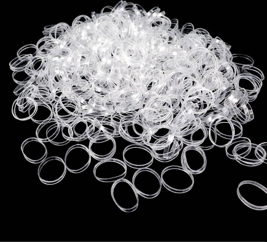 Hisa Transparante mini haarelastiekjes Elastiek Elastisch Elastiekje Doorzichtig Haar Accessoires Transparant ca 250 stuks Diamater 1 5 cm