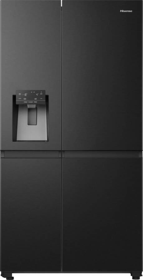 Hisense RS818N4TFC Amerikaanse koelkast Energielabel C Water- & ijsdispenser Metal Cooling No Frost Zwart- Multi-Air Flow Fast Freeze 35dB (A) Inverter Compressor 632 Liter