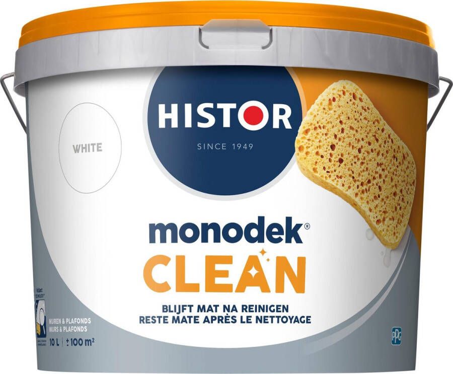 Histor Monodek Clean Mat Reinigbare Muurverf Makkelijk Schoon te Maken 10 Liter Wit