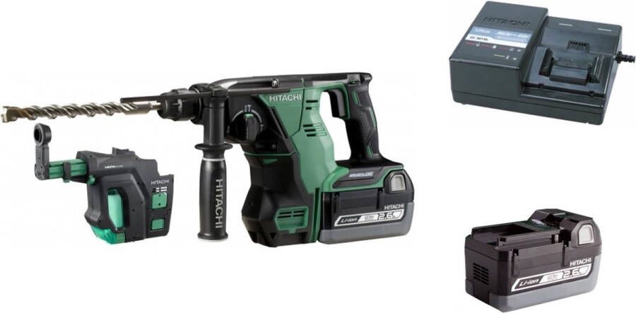 Hitachi DH36DBL(WED) 36V Li-Ion Accu SDS-plus boorhamer set incl. stofafzuigunit (2x 2.6Ah accu) in HSC (2x) 3 3J