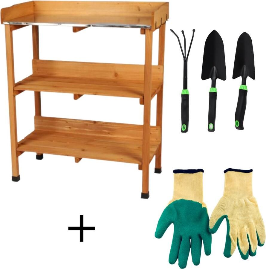 HIXA Oppottafel met Tuinhandschoenen en Tuingereedschap Plantentafel Tuinwerkbank