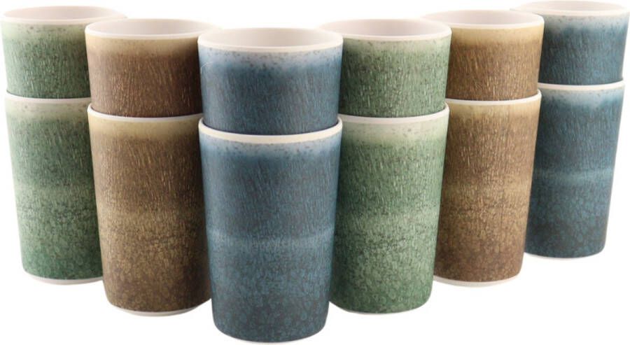 HIXA Melamine Bekers Limonadebekers 200ml Set van 12 Stuks Campingservies PINE