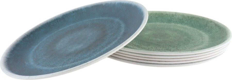 HIXA Melamine Borden Dinerborden 23cm 6 Stuks Campingservies Pine