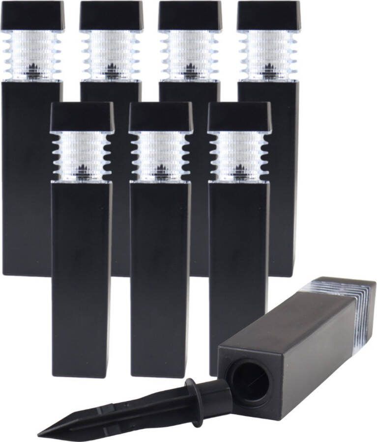 HIXA Tuinverlichting op Zonne Energie LED Tuinfakkel Buiten 8 Stuks Zwart