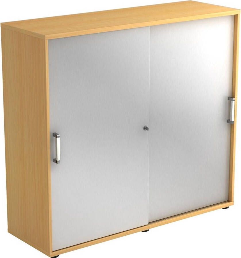 Hjh OFFICE PRO Schuifdeurkast Beuken Zilver 120 x 40 x 110 cm Beta 1753S