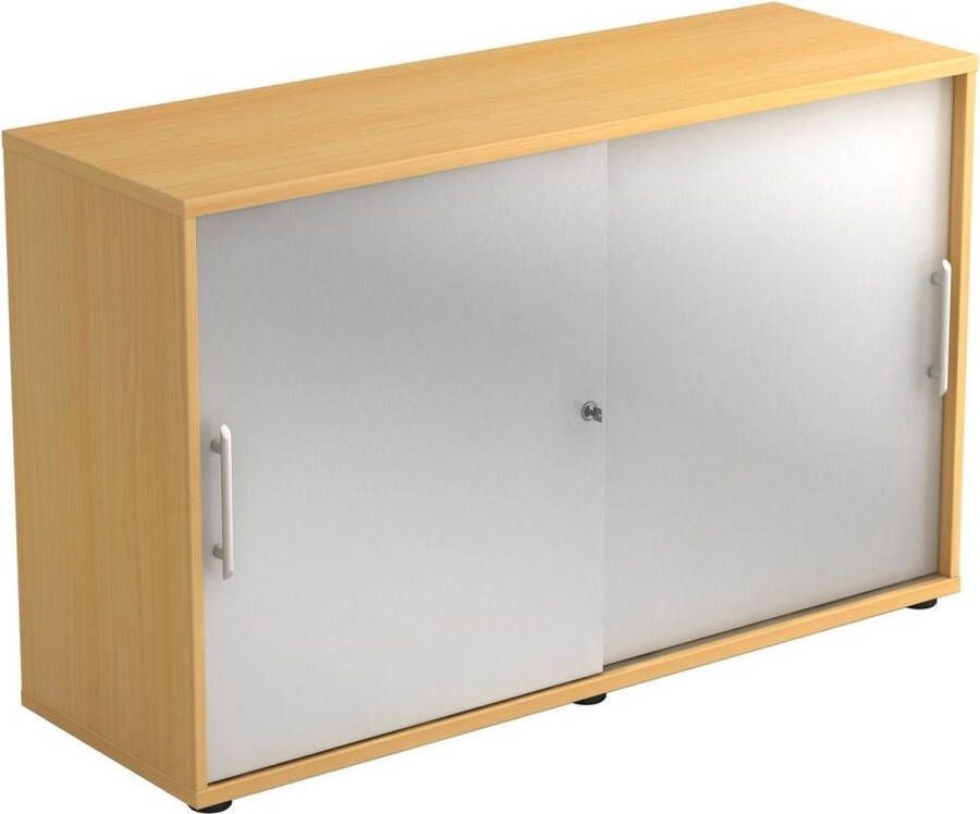 Hjh OFFICE PRO Schuifdeurkast Beuken Zilver 120 x 40 x 74 8 cm Beta 1752S