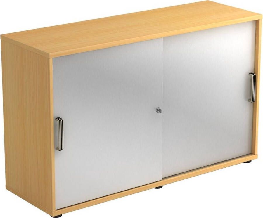 Hjh OFFICE PRO Schuifdeurkast Beuken Zilver 120 x 40 x 74 8 cm Beta 1752S