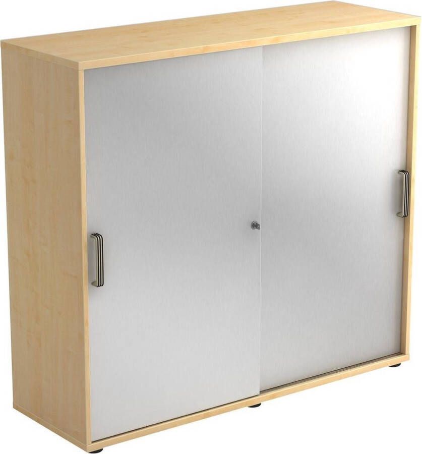 Hjh OFFICE PRO Schuifdeurkast Esdoorn Zilver 120 x 40 x 110 cm Beta 1753S