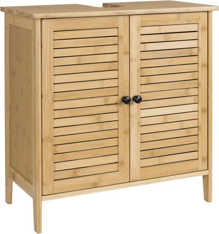 H.K.H STORE Badkamerkast Ondermeubel Wastafel Handdoeken Kast Opbergruimte Opbergkast Badkamer Wastafel Onderkast Hout Bamboe