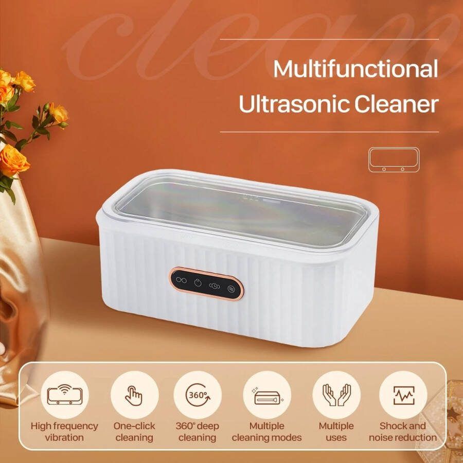H.K.H STORE Ultrasoon Reiniger Met 4 Restrings Standen Ultrasonische Trilling Kwasten reiniger Brillenreiniger Sieraden reiniger Wit