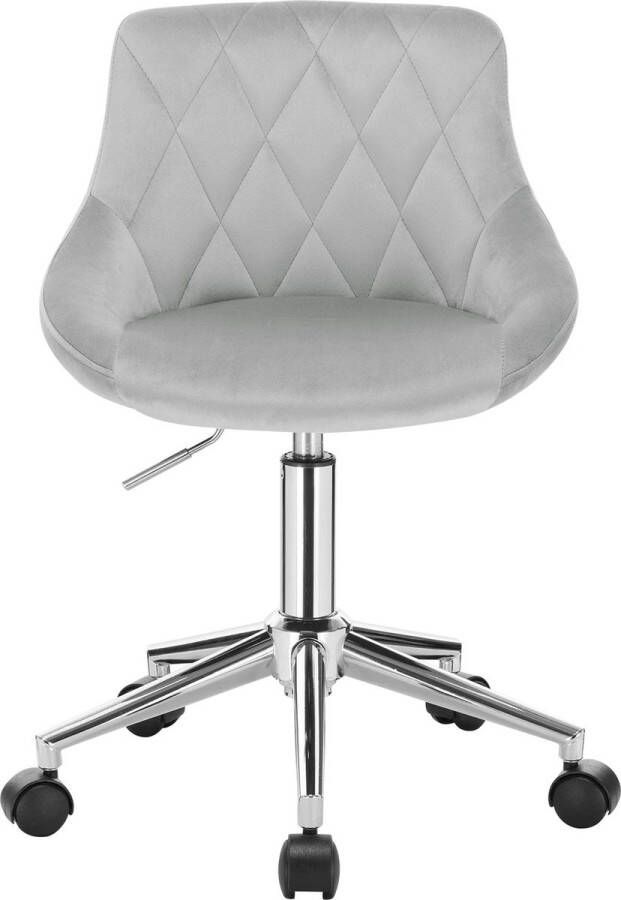 H.K.H STORE Velvet Bureaustoel voor Kinderen Ergonomisch Verrijdbaar & In Hoogte Verstelbaar Fluweel Roze lichtgrijs donkergrijs