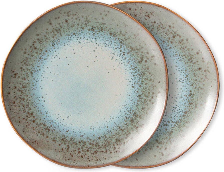 HKliving 70's Dinerbord Ø 29 cm Set van 2 Mineral