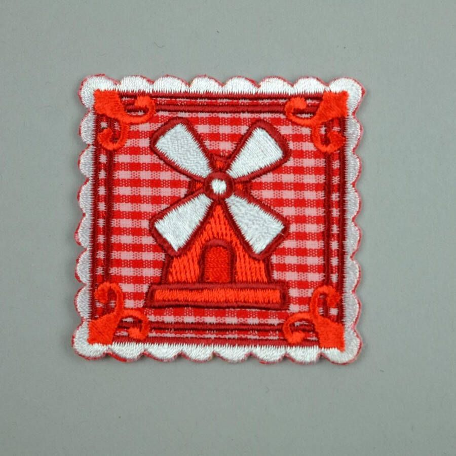 HKM textil Strijkapplicatie molen rood 5.3 X 5.3 CM. 5 STUKS.