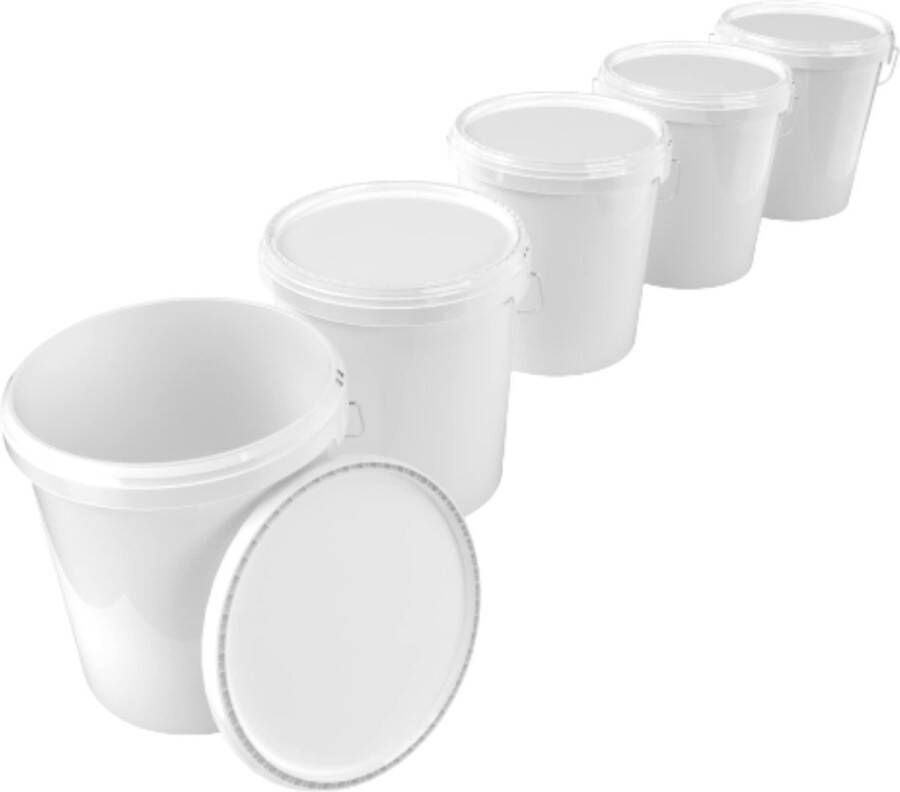 HL-Agenturen HL 10x stuks 10.9 Liter Verpakkingsemmer Emmer Emmers Emmertje Kunststof Wit met Deksel