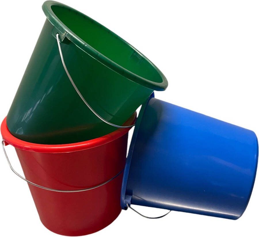 HL-Agenturen HL 3 Stuks 5 Liter Huishoudemmers Emmer Emmers Schoonmaak Multifunctioneel 3 Kleuren Met Maatvoering Rood Groen Blauw