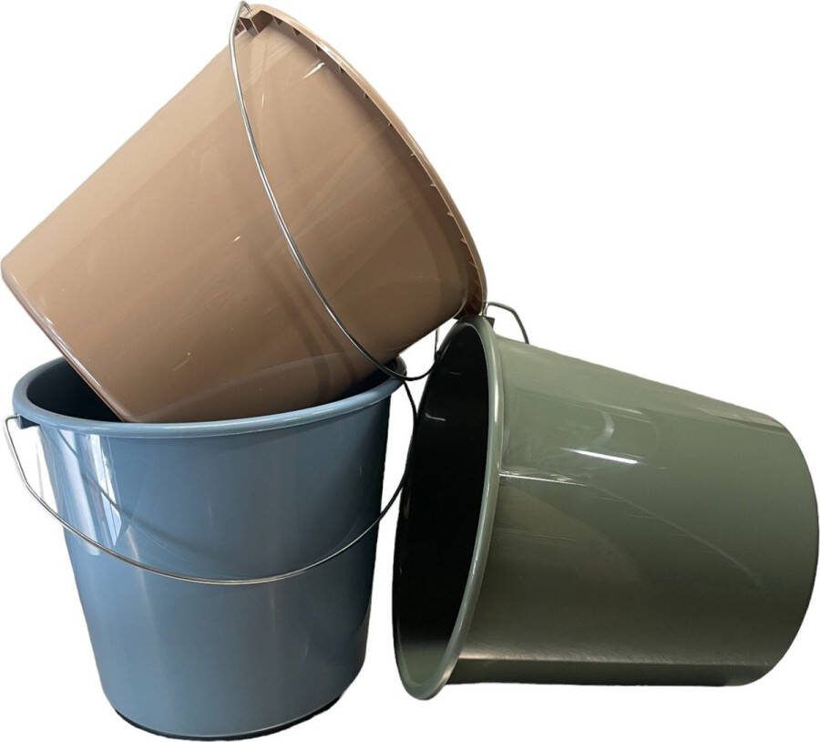 HL-Agenturen HL 3x Huishoudemmers 10 Liter Emmer Emmers Schoonmaak Multifunctioneel Met Maatvoering Eco-kleuren