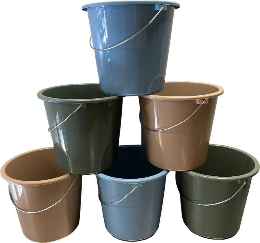 HL-Agenturen HL 6 Stuks 5 Liter Huishoudemmers Emmer Emmers Schoonmaak Multifunctioneel 3 Kleuren Met Maatvoering