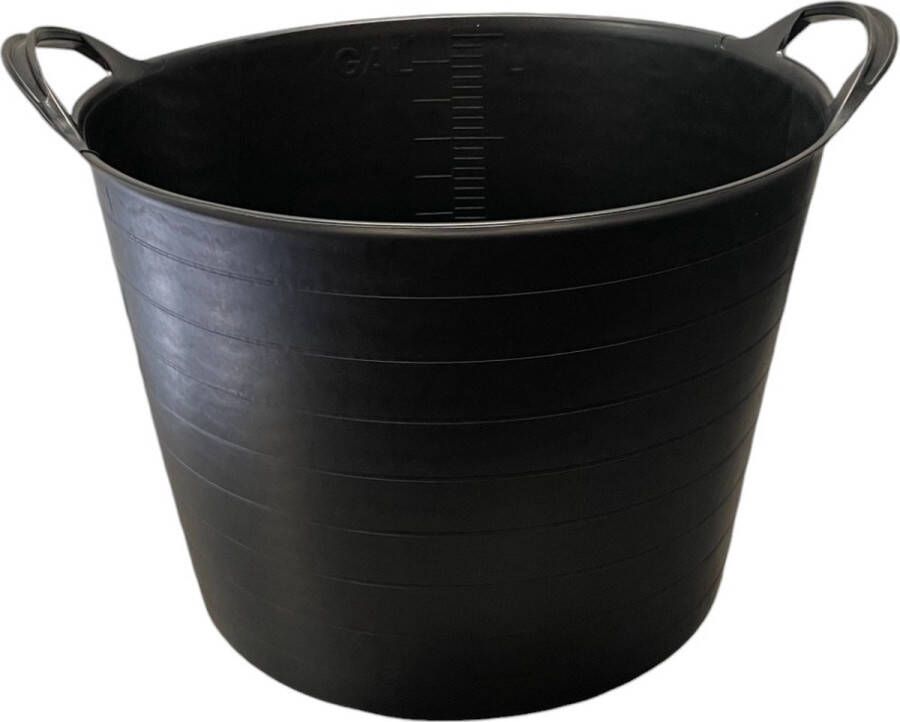 HL-Agenturen HL Drinkbak voor Paarden Voerbak -Voeremmer Voerton Hooi Flex Emmer Tubtrug Trug Paard Pony Rubber 42 Liter Zwart