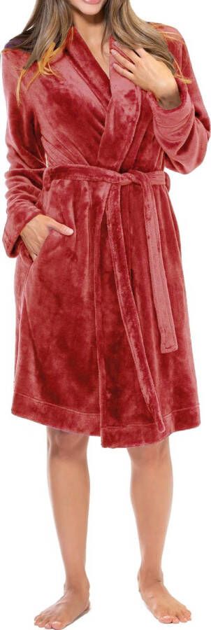 HL-tricot dames badjas fleece Roze M