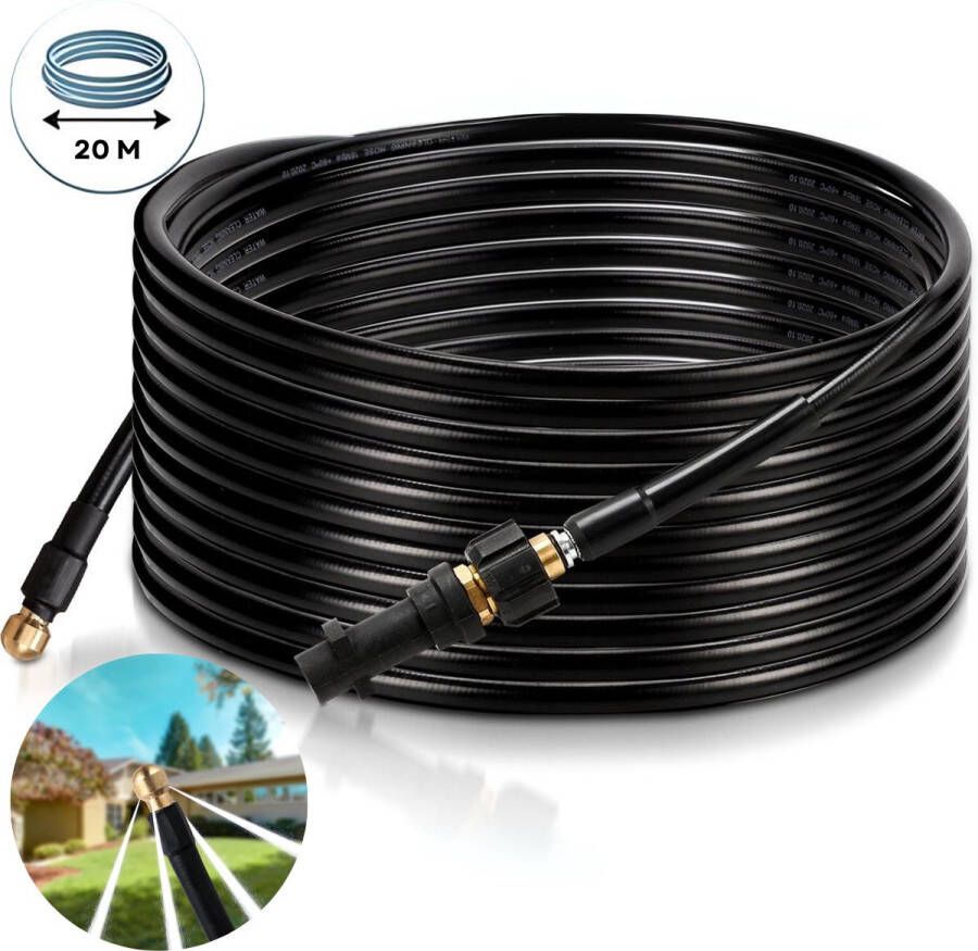 Hmd goods Rioolslang 20 Meter Geschikt Voor Kärcher K2 K3 K4 K5 K6 K7 & Winner Hogedrukreiniger Slang Reiniging Set met 4 sproeiers