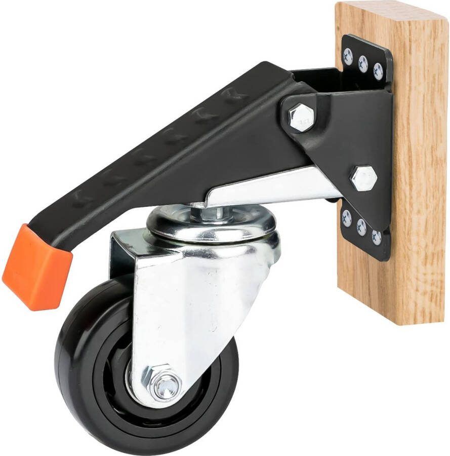HMF 6750 heavy duty wielen verlaagbaar voor werkbank 4 stuks 76 mm tot 400 kg zwart