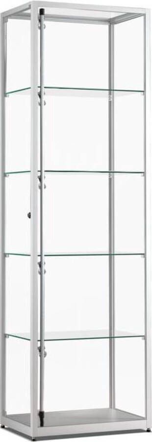 HMG Supplies Vitrine Trendline Hight Light 600RVA kleur aluminum met railverlichting en ledspots