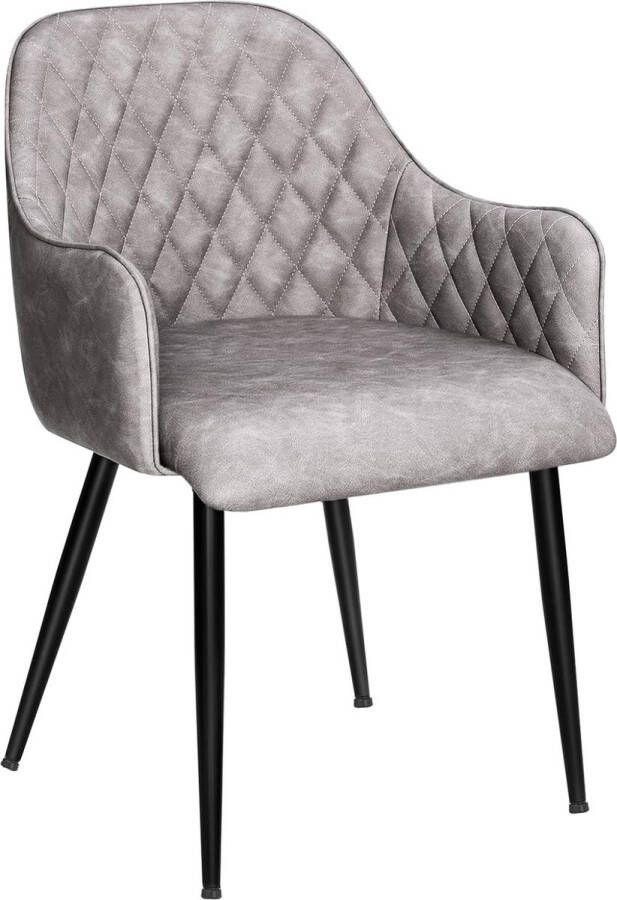 HMTM Eetkamerstoel stoel gestoffeerde stoel met armleuningen PU-bekleding vintage belastbaar tot 110 kg voor eetkamer woonkamer slaapkamer grijs HMDC085G01