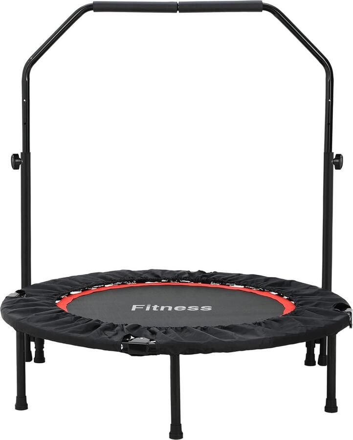 HMTM Mini Ronde Fitnesstrampoline Ø 101cm Opvouwbare Trampoline met Verstelbare Handgreep Voor Kinderen en Volwassenen Belastbaar tot 150 kg Voor Springtraining Binnen en Buiten