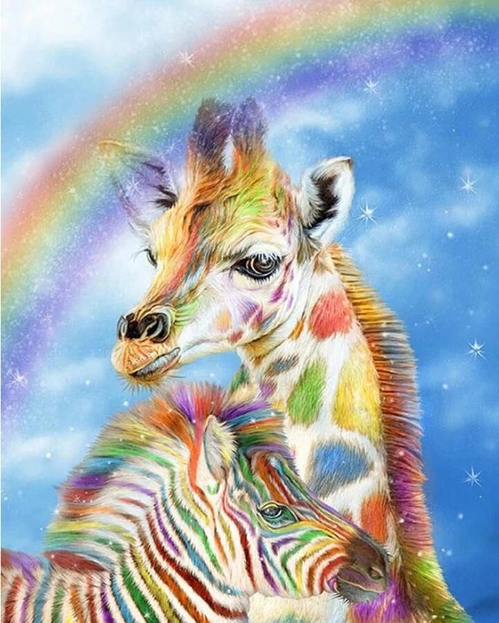 Hobby Naald & Draad Borduurpakket Zebra & Giraf