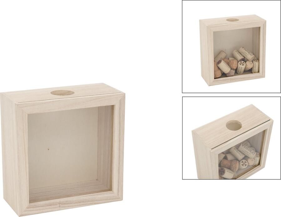 Hobbygroep Houten Spaarpot Lijst voor Kurken 17x9x17 cm
