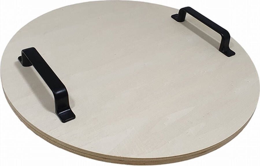 Hobbygroep Houten Dienblad Met Metalen Handgreep Rond 34 cm