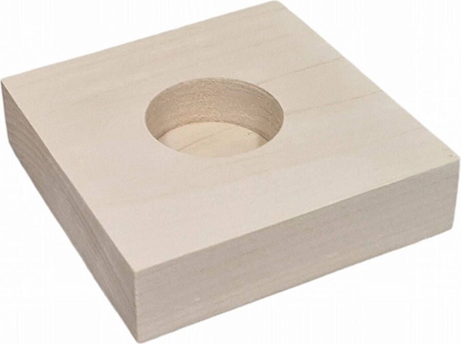 Hobbygroep Houten Waxinelichthouder Vierkant Laag 9 8x9 8x2 5 cm