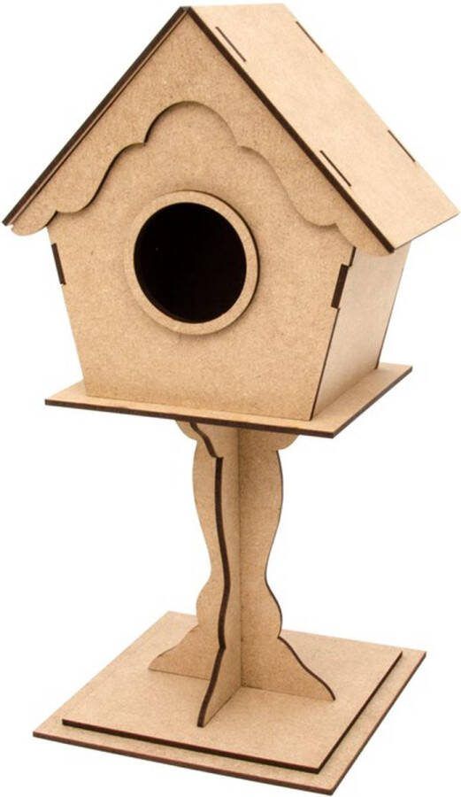 Hobbygroep MDF Kit Vogelhuisje op Voet 15x15x32 cm