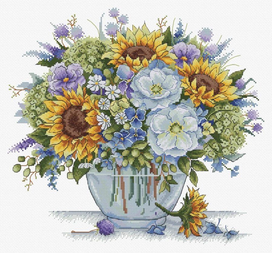 HobbyJobby Borduurpakket Bouquet With Sunflowers Boeket met Zonnebloemen