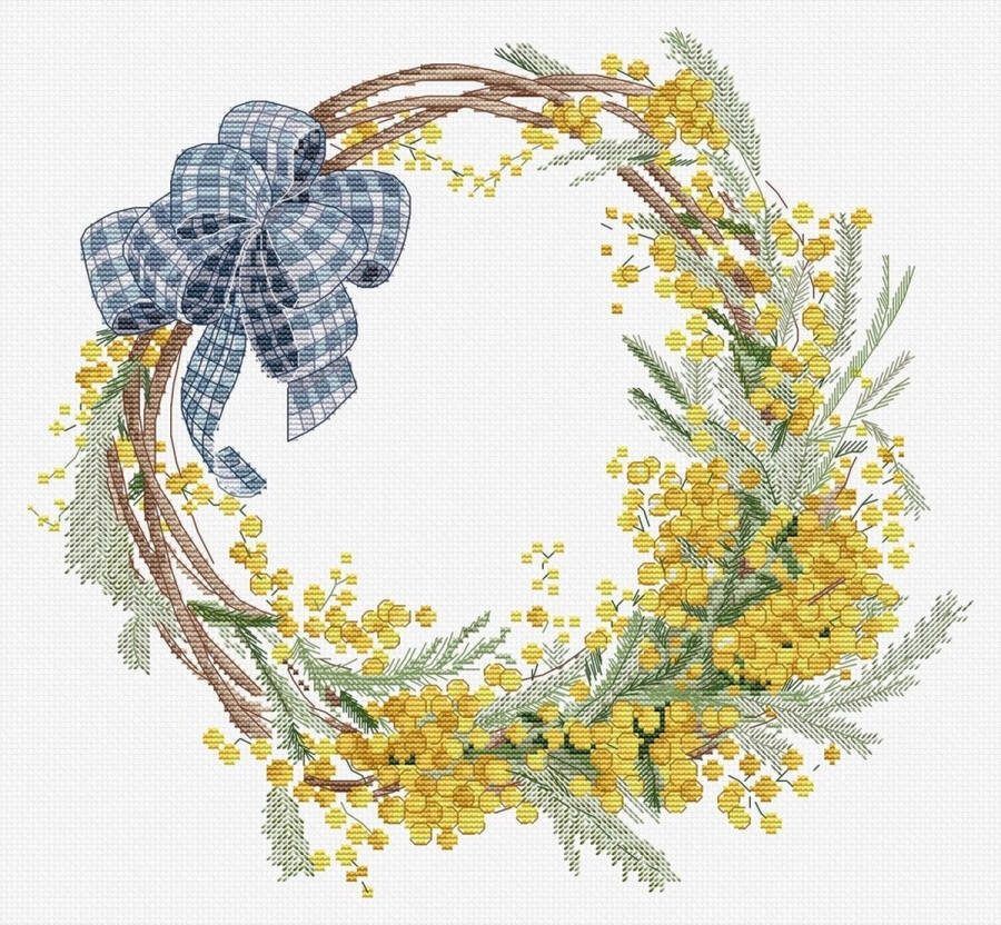 HobbyJobby Borduurpakket Mimosa Wreath Krans van Mimosa