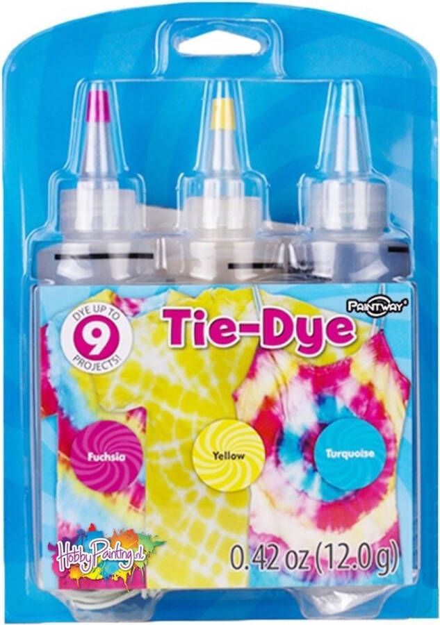 Hobbypainting.nl Tie Dye Kit Tiedye Verf Set Textielverf Poeder 3 Kleuren 120ml Shirt Tie Dye Set Incl Touw & Handschoenen – Tie Dye Paint Kindvriendelijk Hoge Kwaliteit