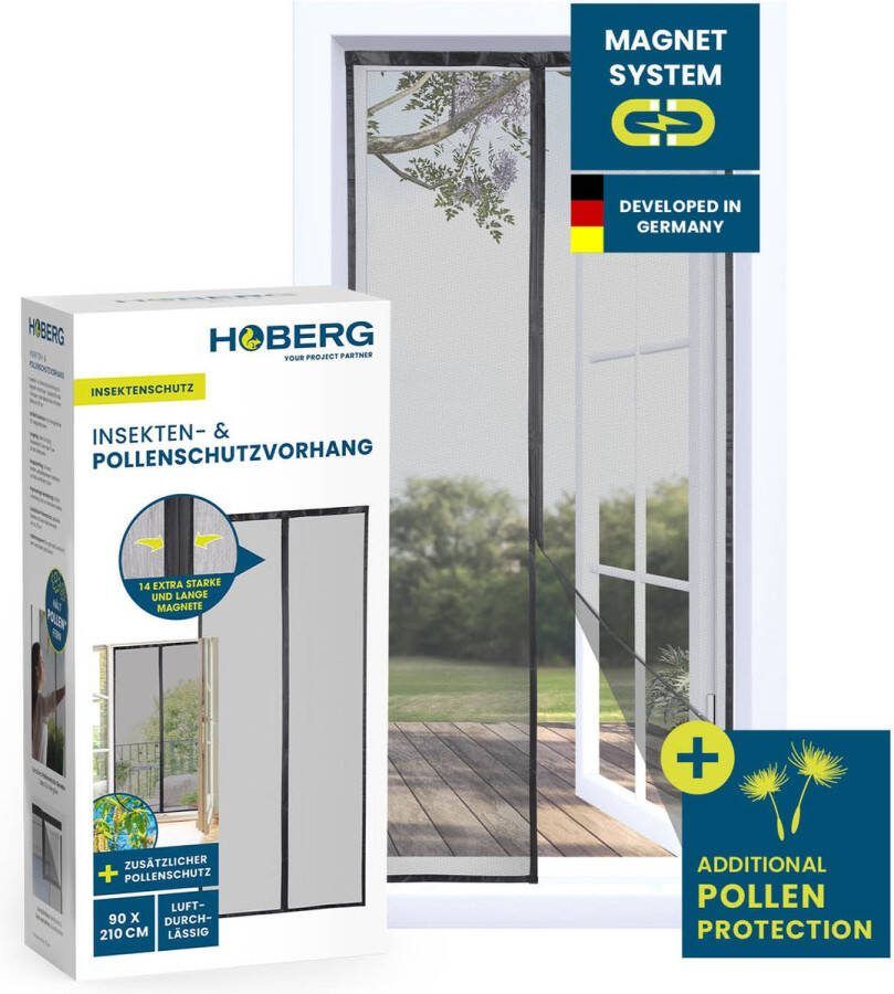 Hoberg insecten- en pollenwerend gordijn met XXL magneetstrips 90 x 210 cm