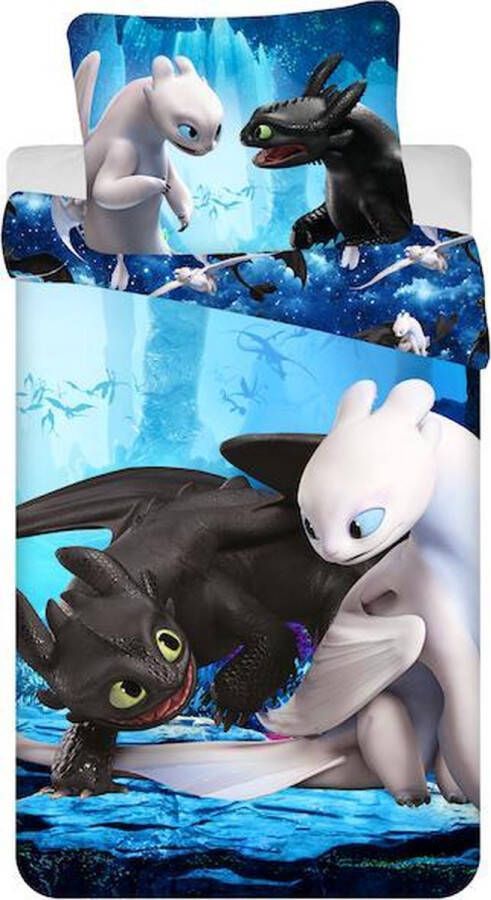 SimbaShop Hoe Tem je een Draak Dekbedovertrek Toothless & Light Fury Eenpersoons 140 x 200 cm Polyester