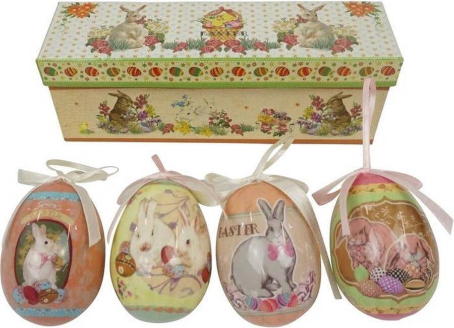 HOFF-Interieur Decoratief Beeld Eierdoos happy Easter Set Van Ei: Kunststof Pastel 5 X 8 Cm
