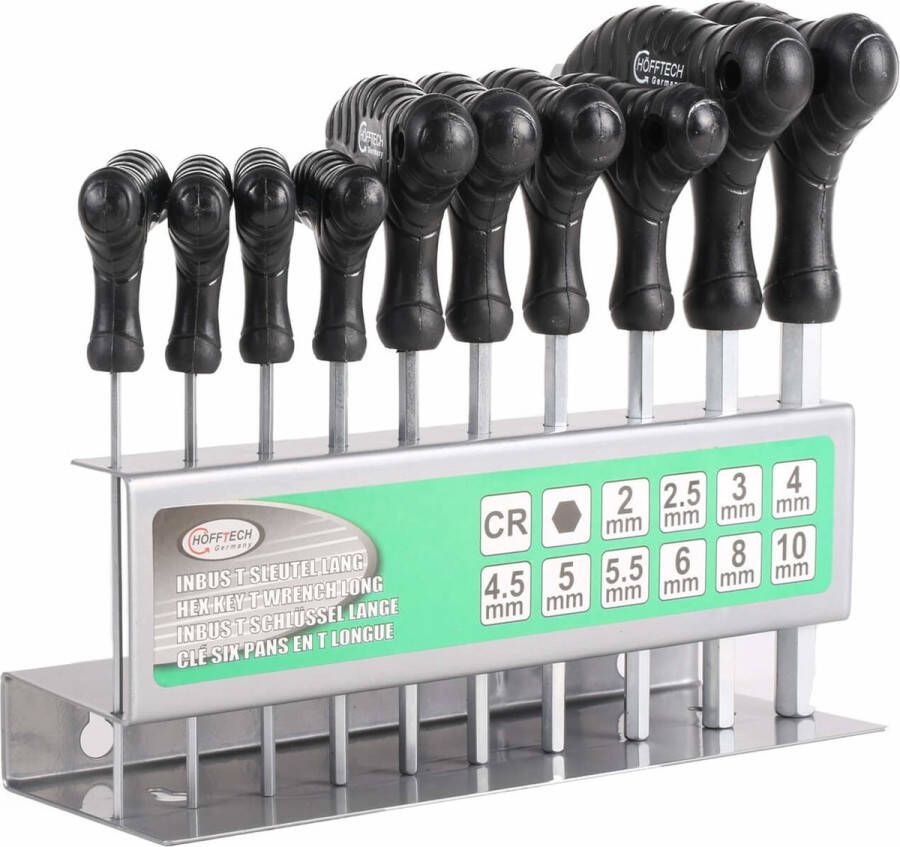 Hofftech T-greep inbussleutelset Ergonomisch 2-10 mm Inclusief opbergrek 10 stuks