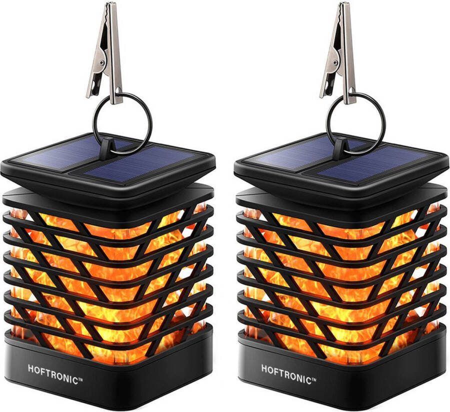 HOFTRONIC 2x Amelia Solar Lantaarn met Vlam effect Geschikt als tafellamp en hanglamp voor buiten Kaarslamp met super realistisch vlameffect Buitenlamp op zonne-energie -Windlicht