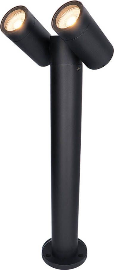 HOFTRONIC Aspen double LED sokkellamp 45cm Kantelbaar incl. 2x GU10 2700K Warm wit- IP65- Zwart Buitenlamp geschikt als padverlichting