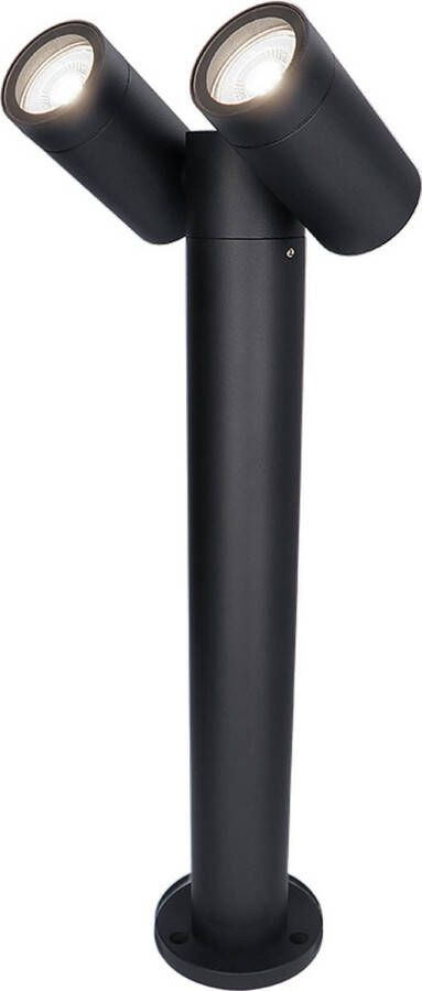 HOFTRONIC Aspen double LED sokkellamp 45cm Kantelbaar incl. 2x GU10 6000K Daglicht wit- IP65- Zwart Buitenlamp geschikt als padverlichting
